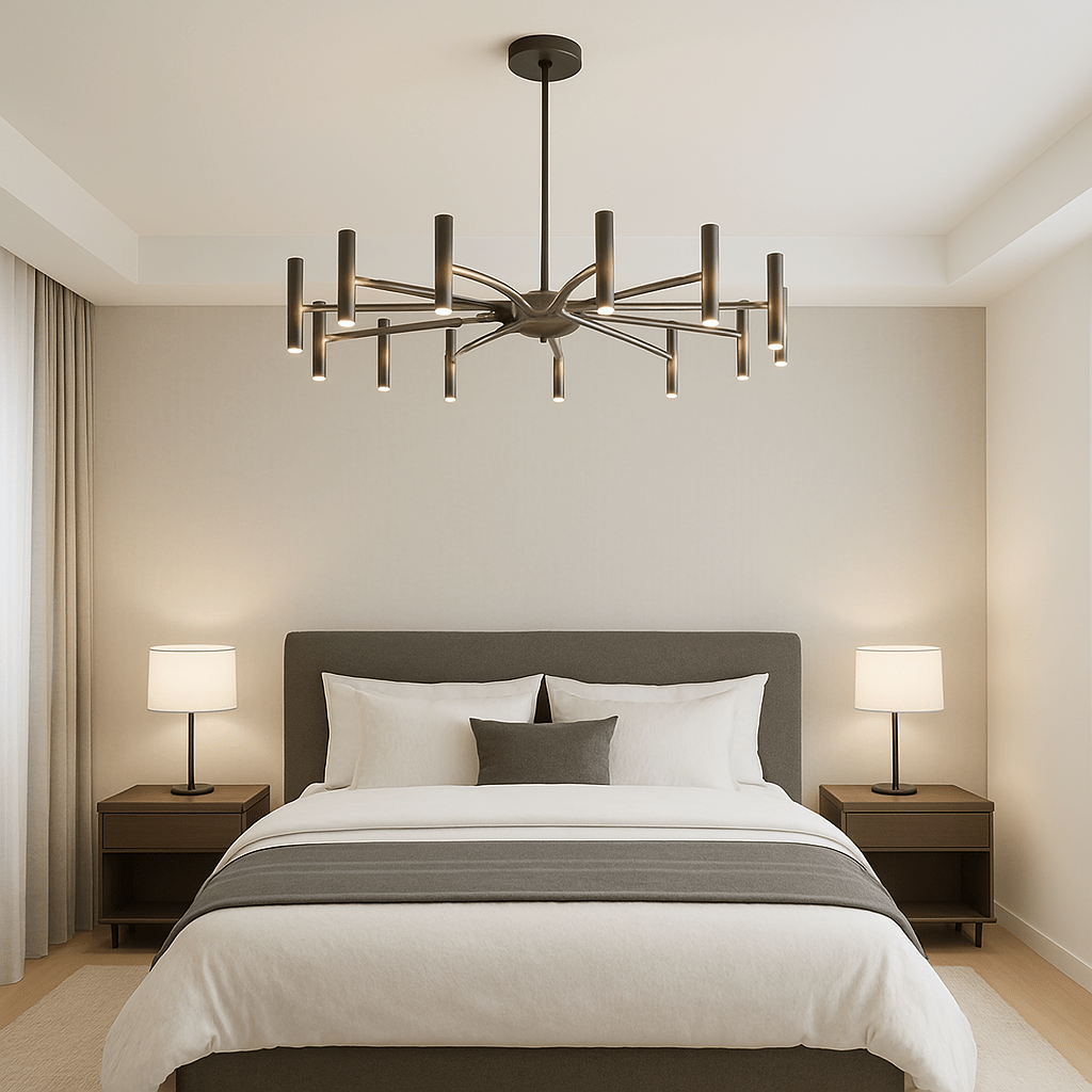 Modern 12-Light Chandelier Ø100cm Black Wrought Iron LED 4