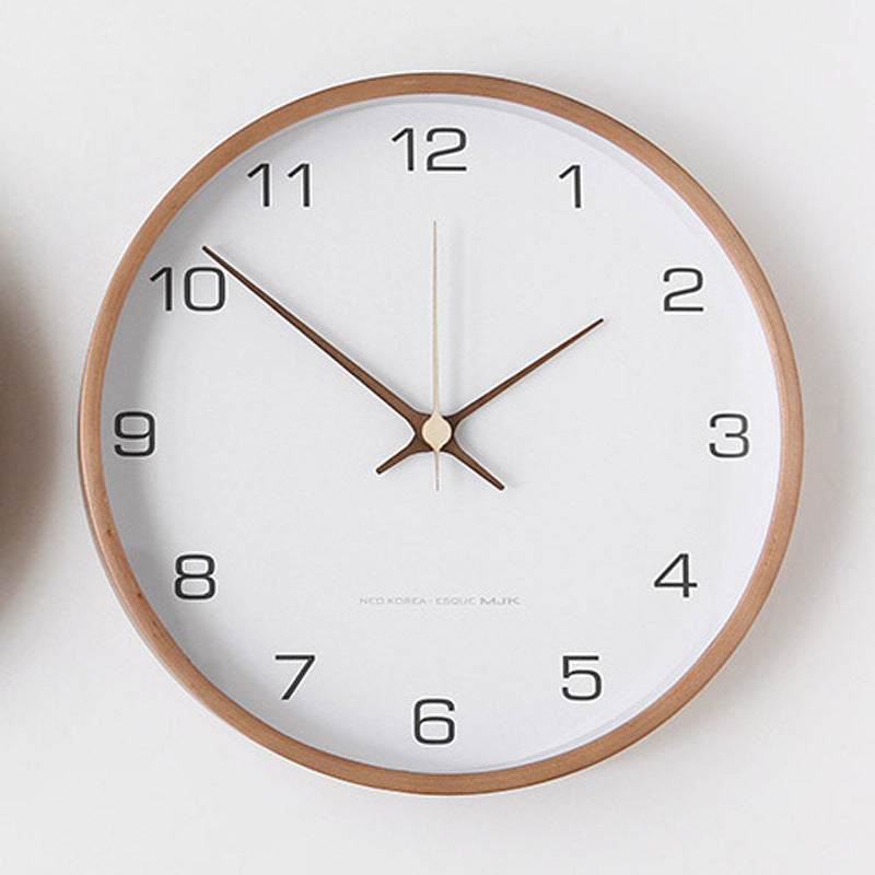 Rustic Wooden Wall Clock — Silent Analog 25cm Natural Wood 11