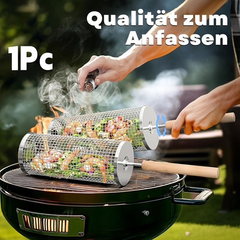 Rollgrill — Stainless Steel Rotating BBQ Grill Basket 11