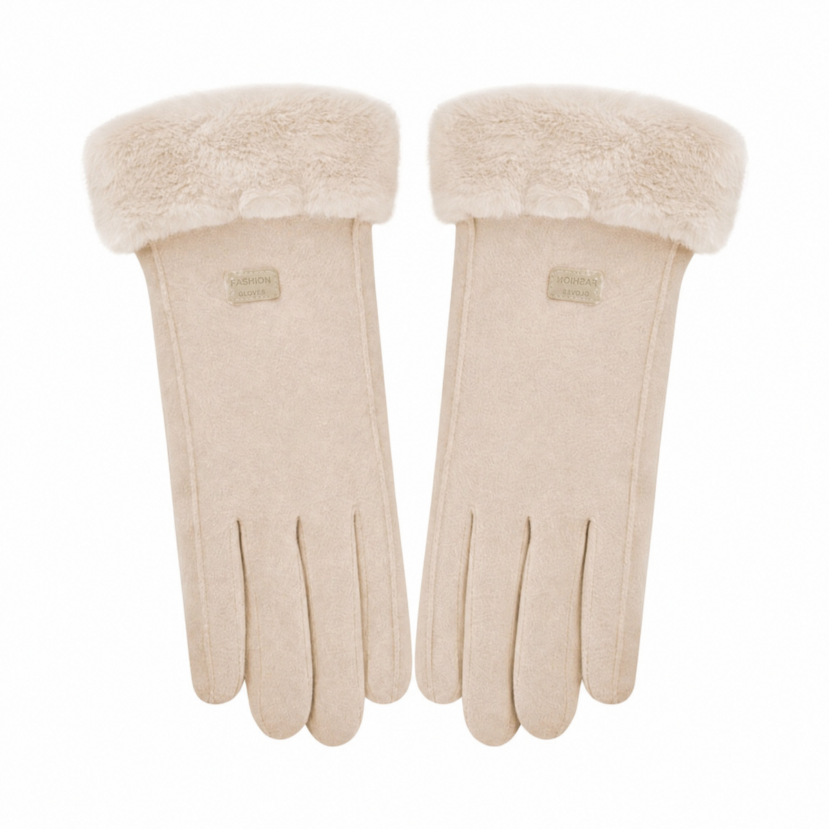 Women's Winter Gloves with Faux Fur Cuff — One Size 8