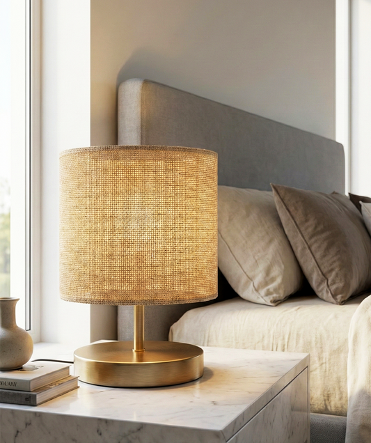 Lampada da Tavolo | Enrico – Paralume in Tessuto Naturale