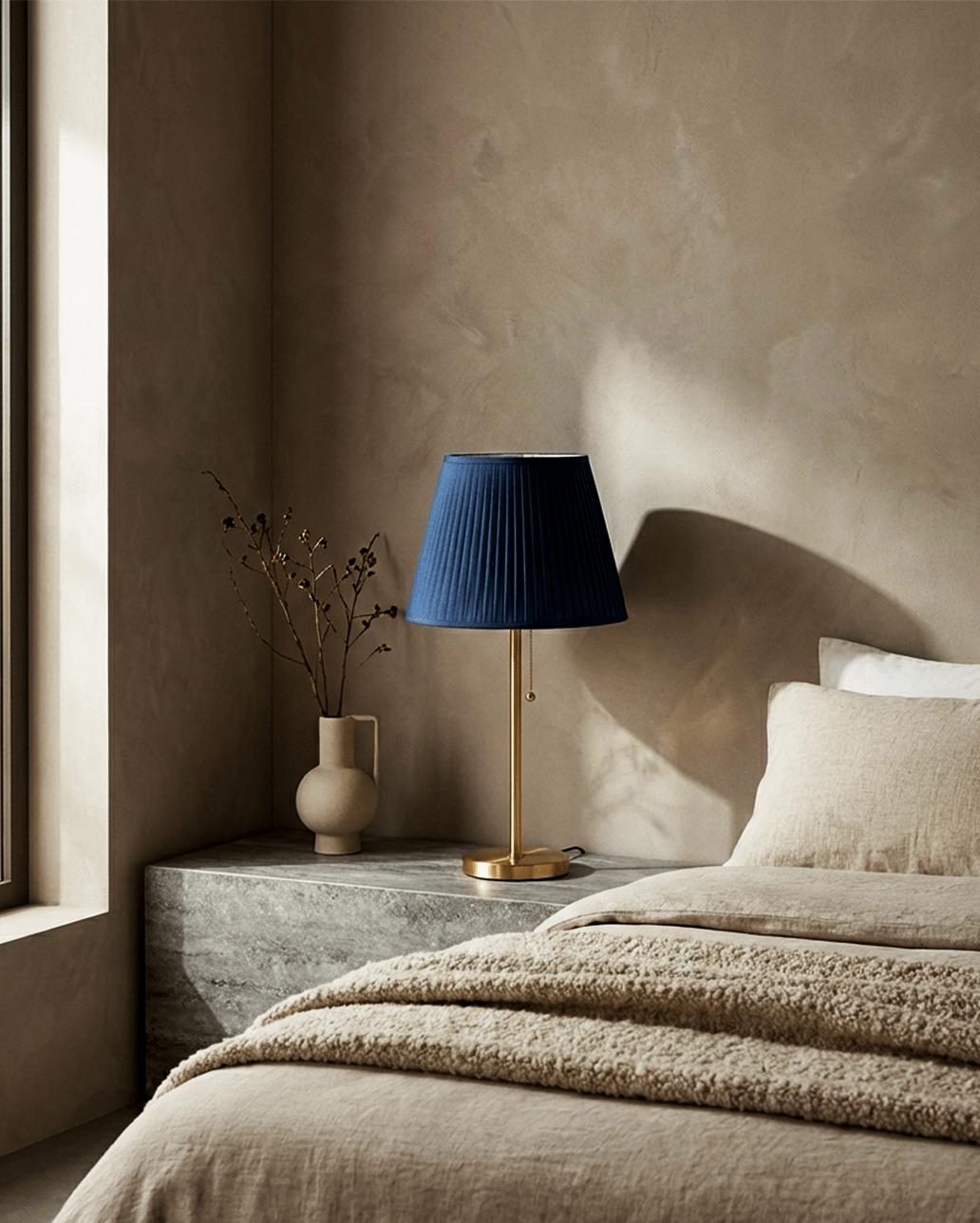 Lampe de Table | Alessandro – Abat-jour Plissé Bleu