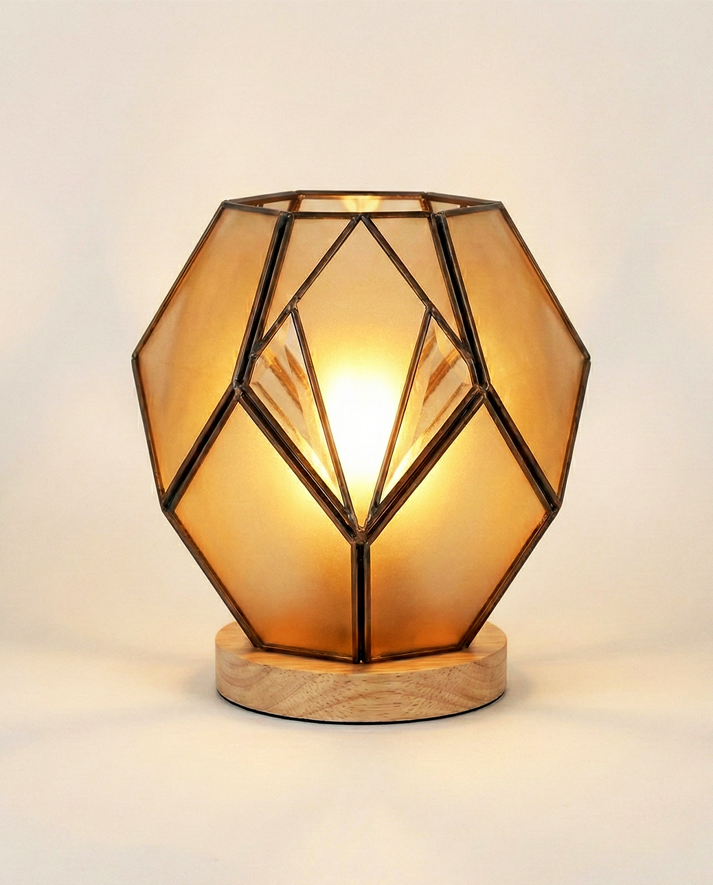 Lampada da Tavolo | Giulio – Vetro Geometrico Ambrato