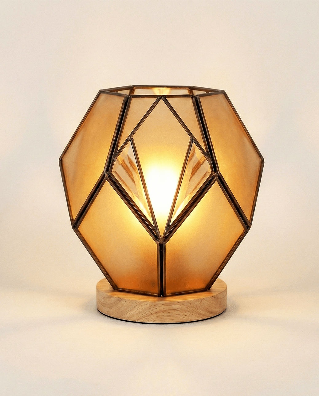 Lampe de Table | Giulio – Verre Géométrique Ambré