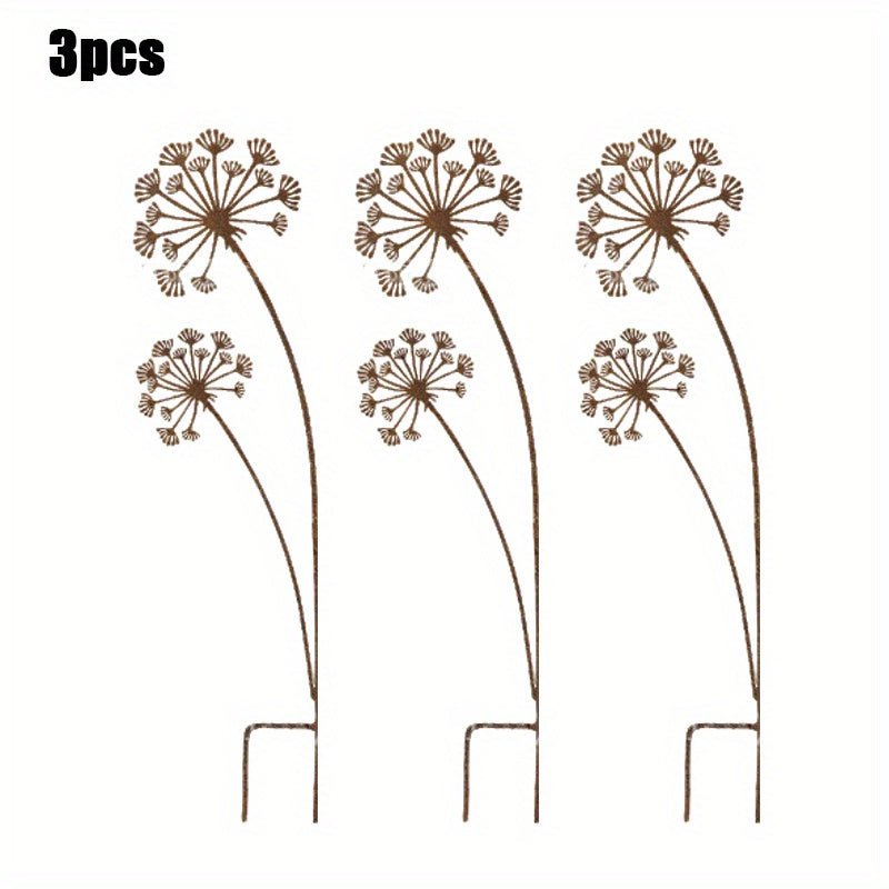 Décorations de jardin en métal - Ensemble rustique avec pissenlit