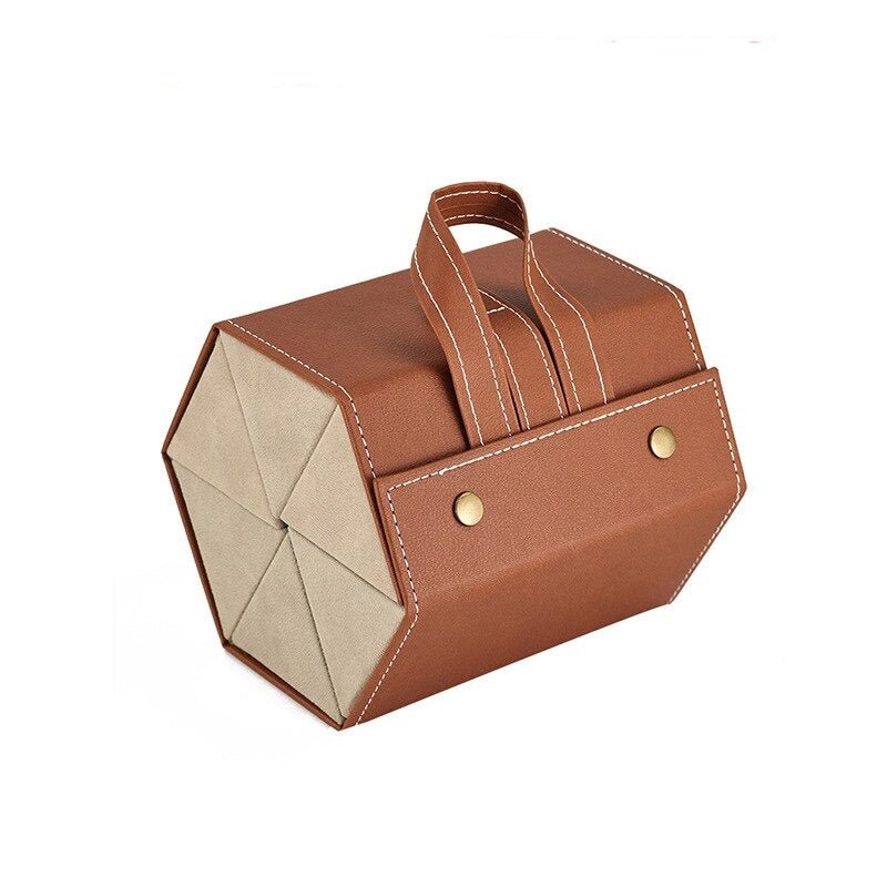 Foldable Leather Eyeglasses Case — Multi-Compartment Vintage 17