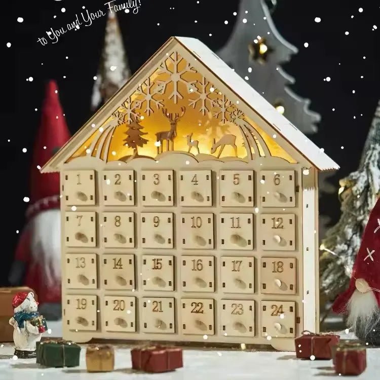 Wooden Advent Calendar 24 Drawers with LED Lighting 7