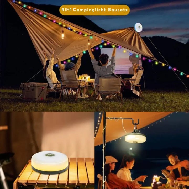 Lampe LED 4 en 1 - Lanterne, torche, lumières RGB et power bank