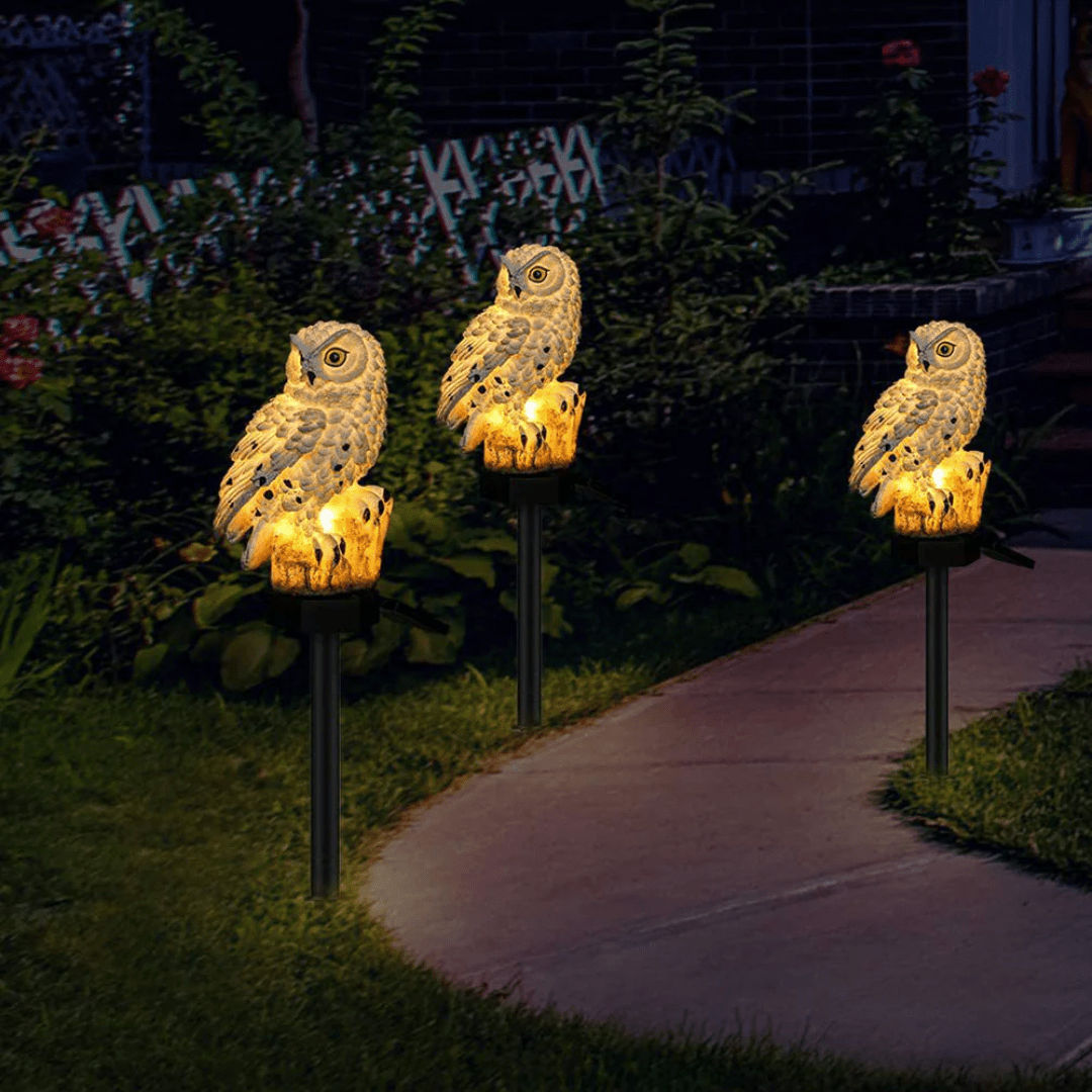 Lampe Solaire de Jardin en Forme de Chouette - Éclairage Durable et Accueillant