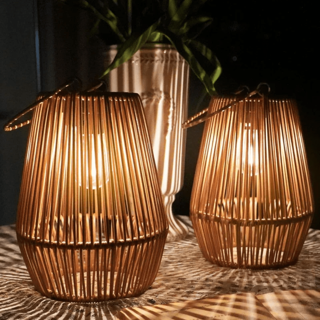 Lanterne Solaire Extérieure Étanche en Rotin - Lanternes Extérieures Élégantes et Pratiques