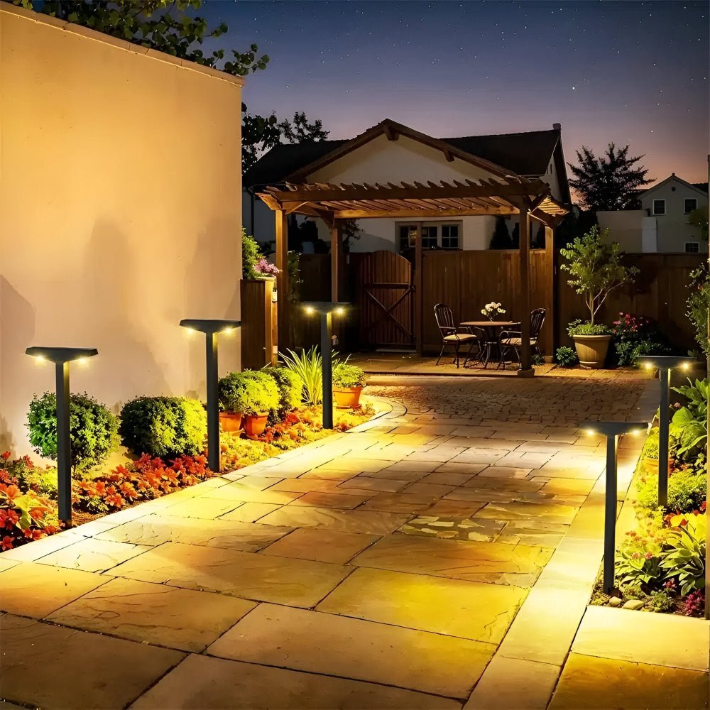 Set 4 Lampade Solari LED da Giardino a Forma di T