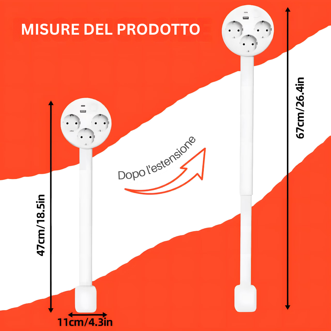 Presa Elettrica Intelligente Allungabile con USB e Design Elegante