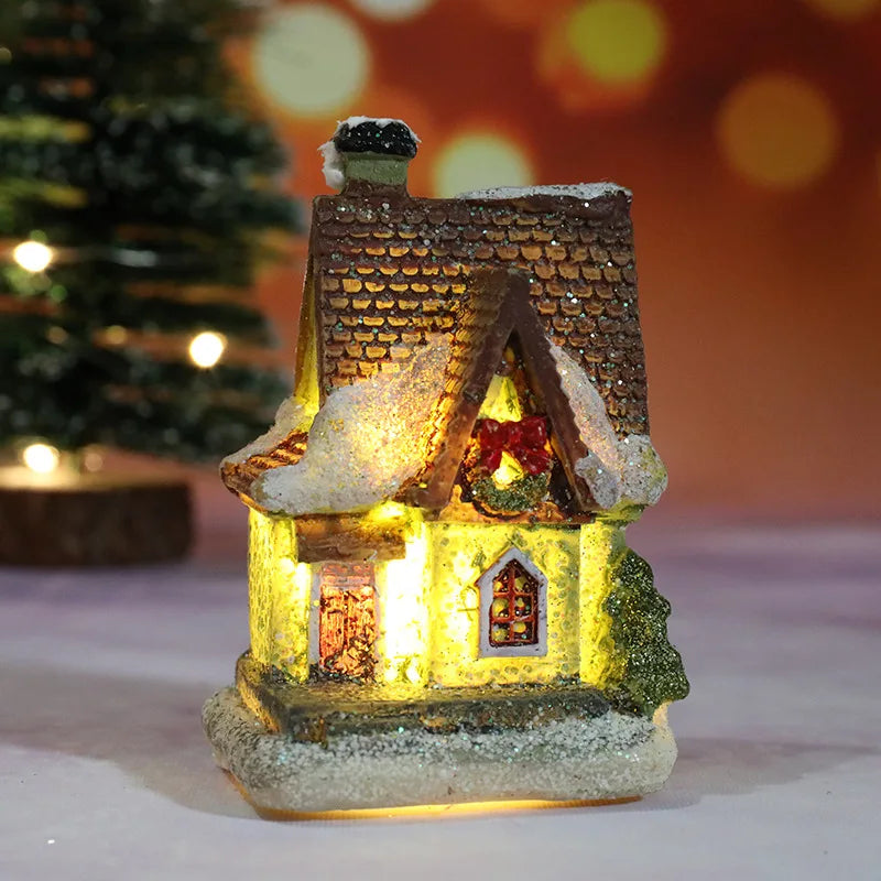LED Christmas House Figurines — Mini Village Holiday Decor 18