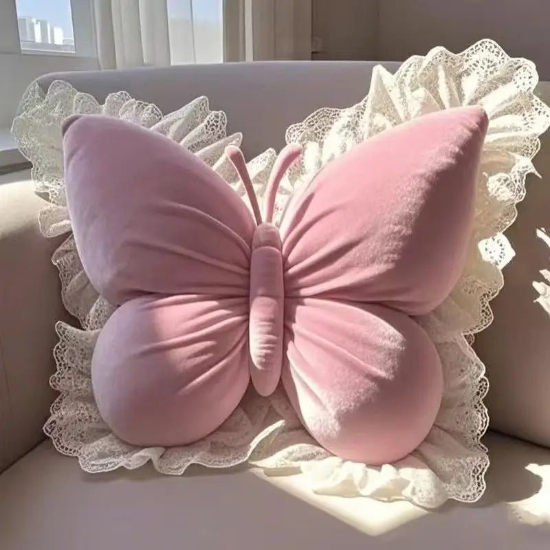 Cuscino a Farfalla in Peluche con Merletto - Luna Plush