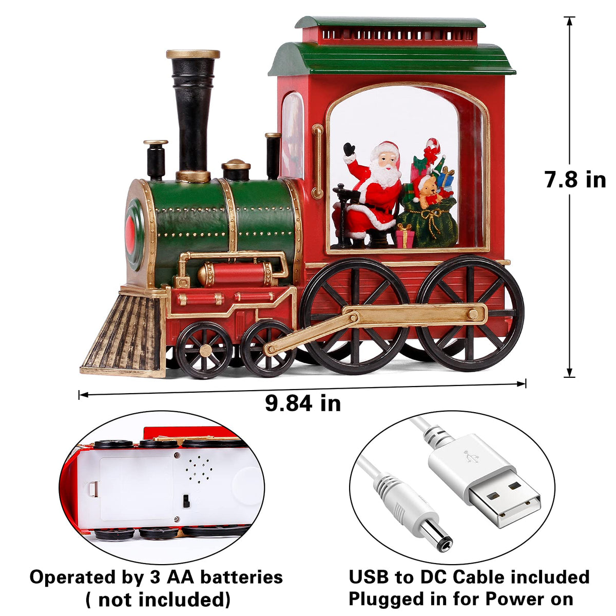 Santa Claus Christmas Train Music Box — Snow & 8 Songs 7