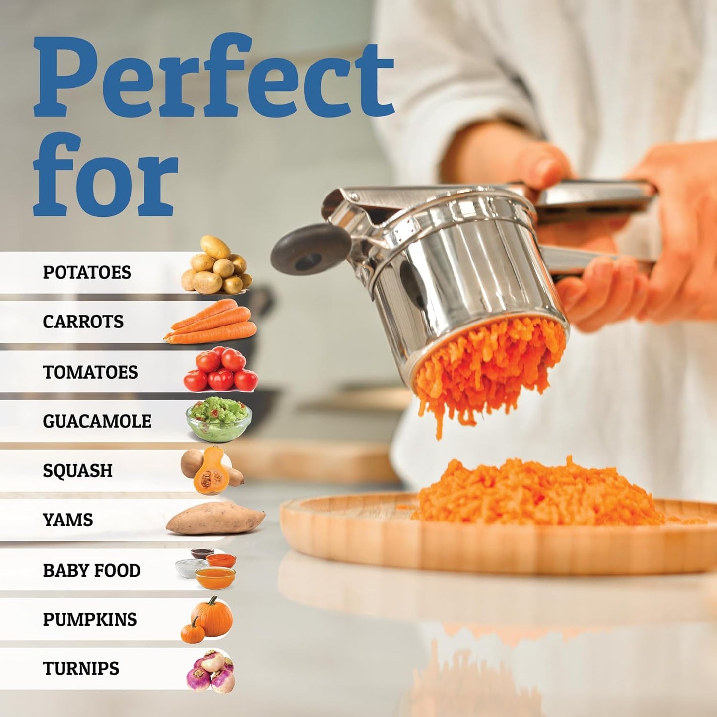 Schiacciapatate In Acciaio Inossidabile - Utensile Resistente Per Purè Cremosi