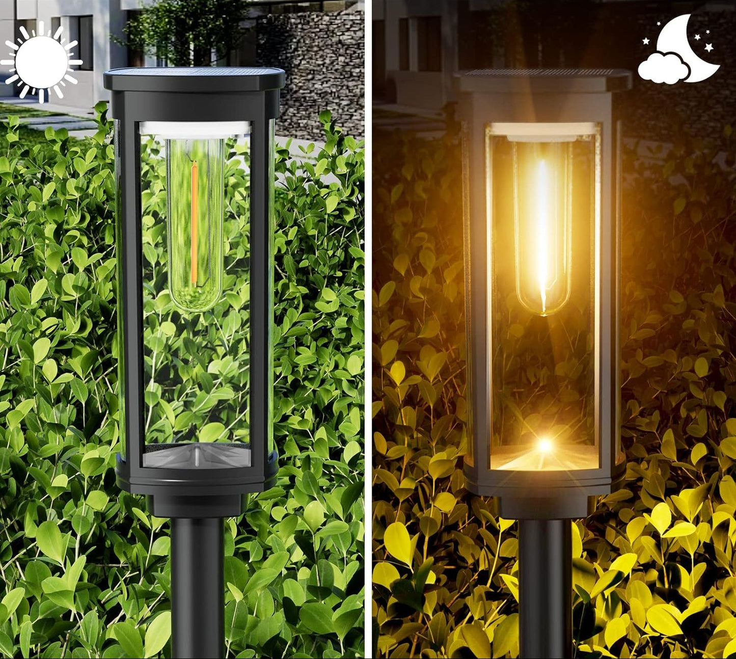 Lanterne Solari da Giardino LED con Vetro Luminoso