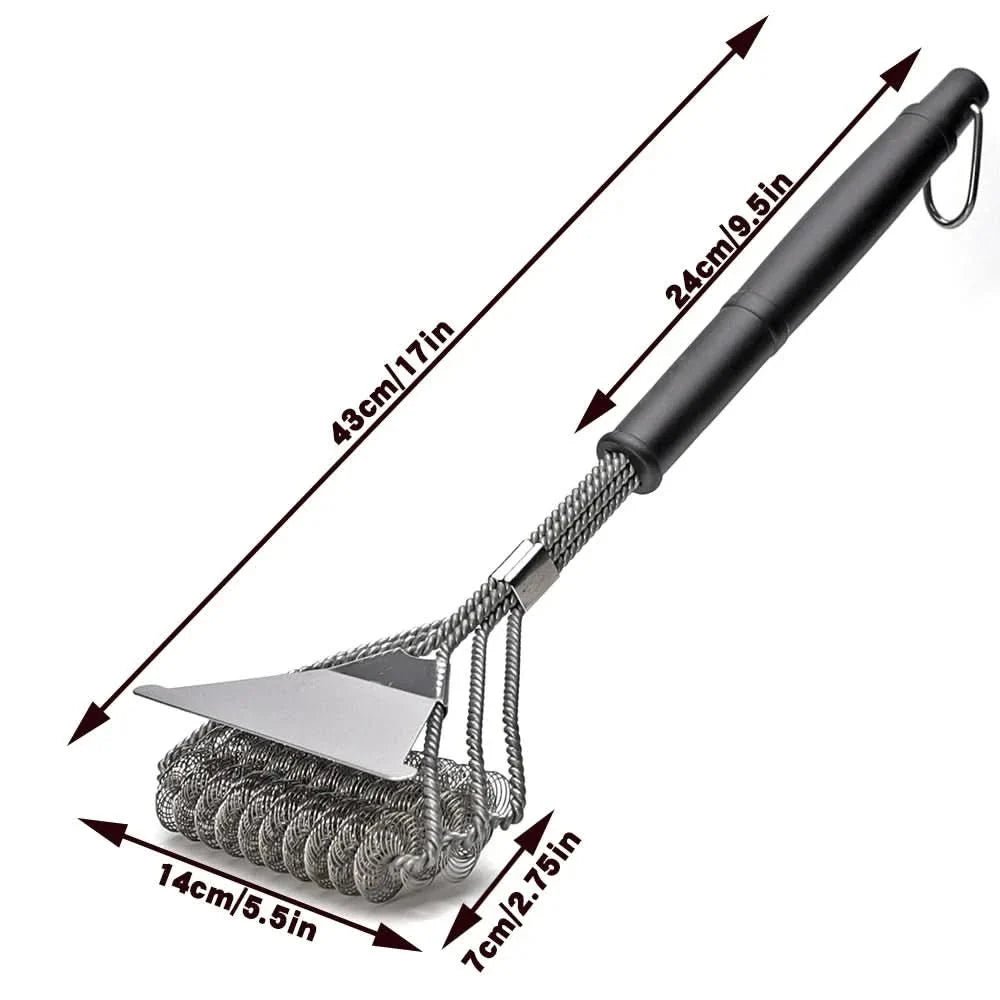Brosse BBQ en Acier Inoxydable Sans Poils avec Large Grattoir