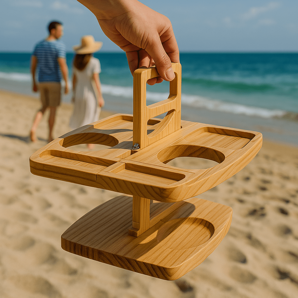 Table de Pique-Nique Pliable en Bois avec Compartiments - WineNest