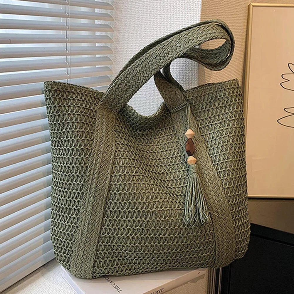 Women's Rattan Handbag - Eco Boho Shoulder Bag 45x36cm 5