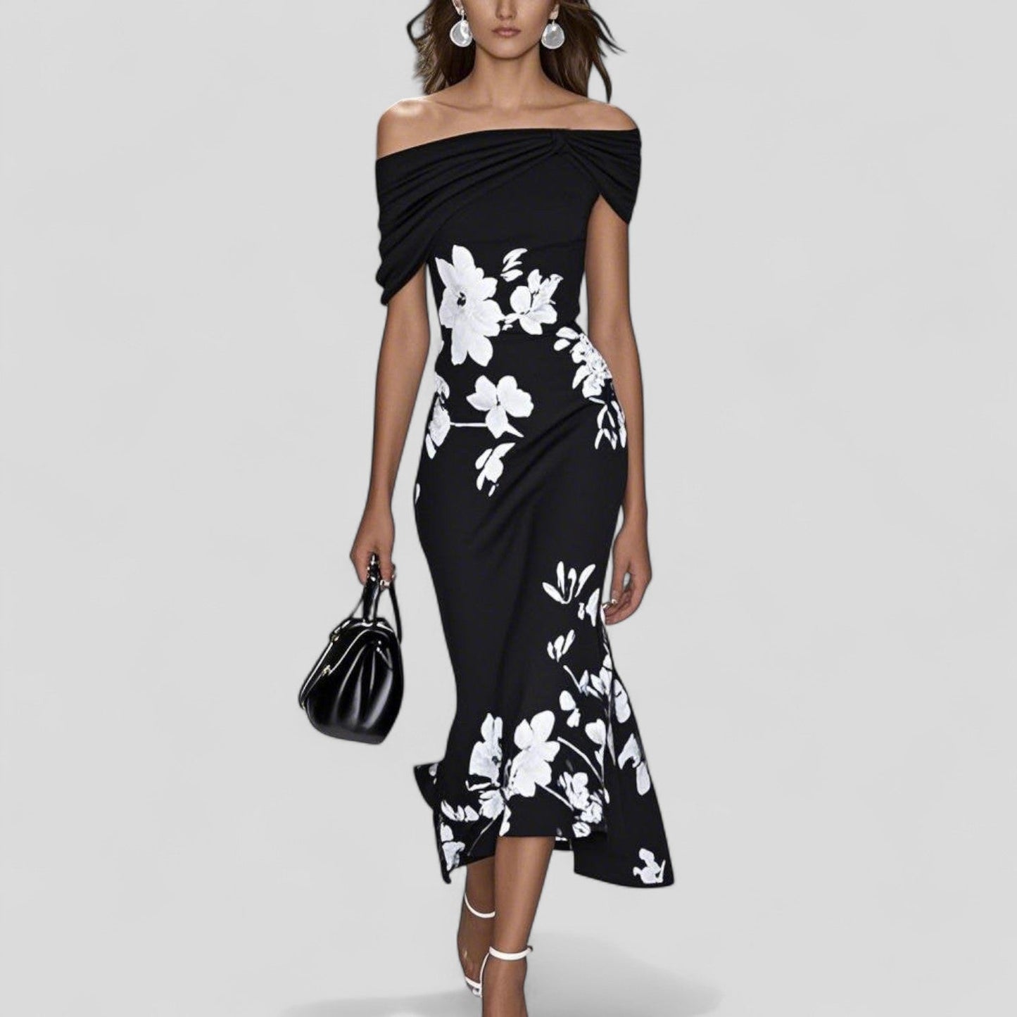 Abito Midi Elegante con Stampa Statement
