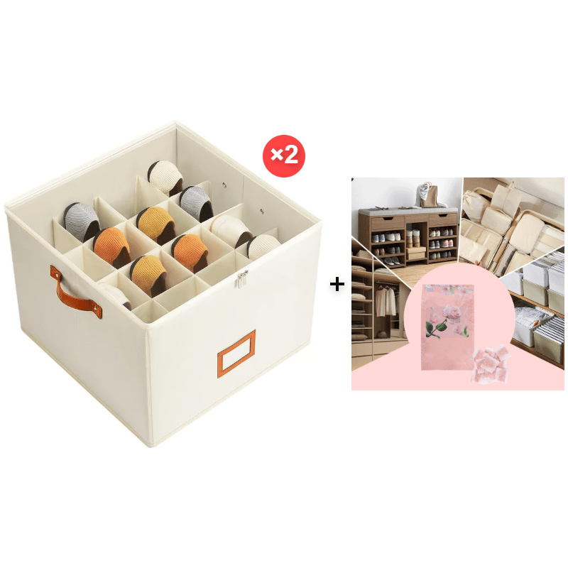 Foldable Oxford Fabric Shoe Organizer Box — 16 Compartments 17