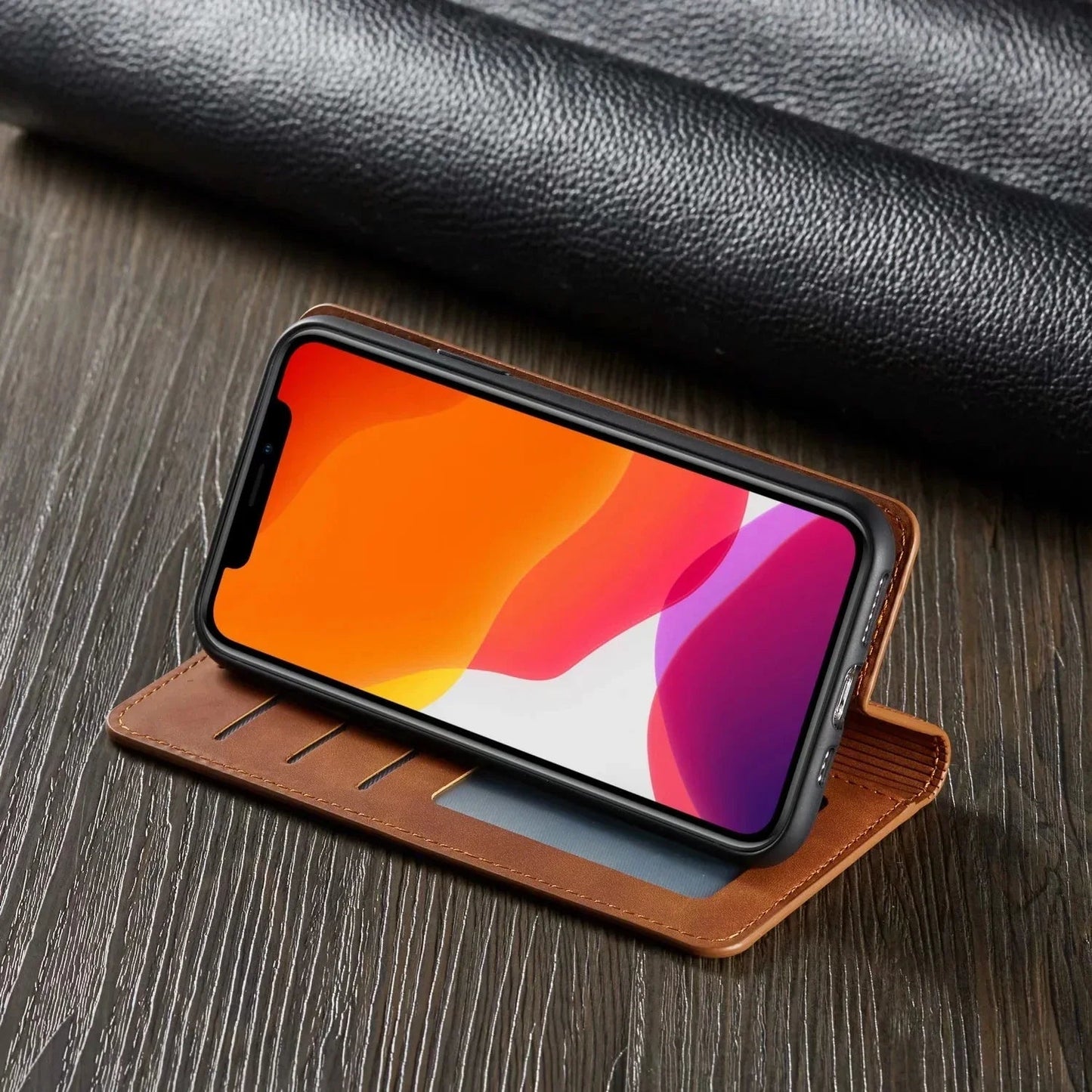 Magnetic Leather iPhone Case GripFold — Luxury Protection 6