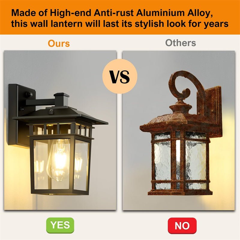 Outdoor Waterproof Wall Lantern Aluminum E27 IP23 — Black or Copper 13