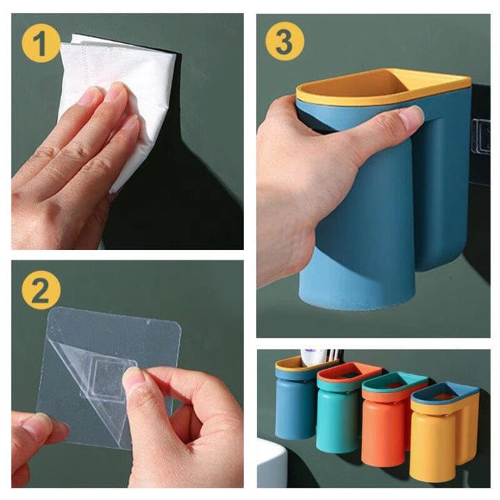 Adhesive Wall Toothbrush Holder — No Drill 3M Mount 6