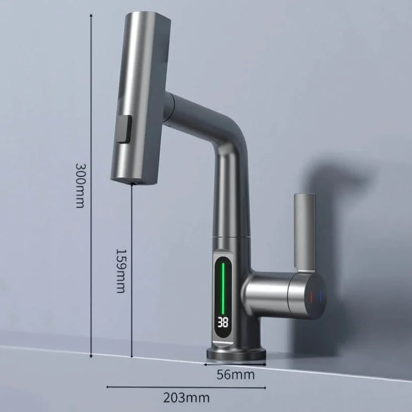 FlexiHahn Pull-Out Kitchen Faucet with LED Temperature Display 14