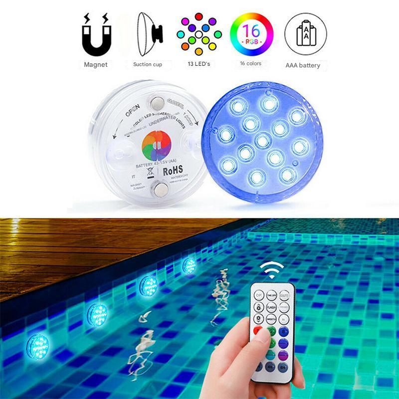GlowRipple Waterproof LED Underwater Lamp with Remote — IP68 12