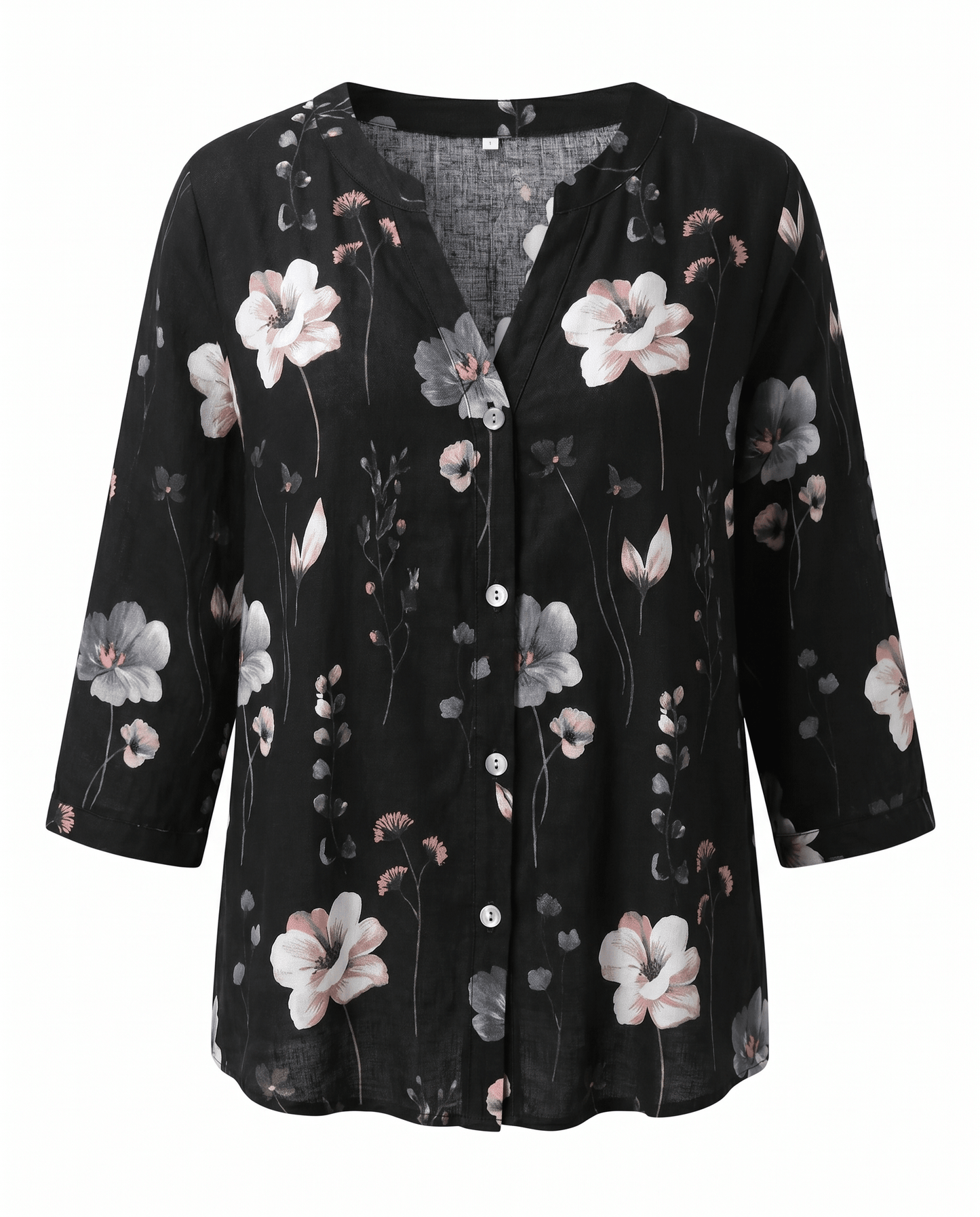 Camicetta Donna Floreale Scollo a V Maniche 3/4