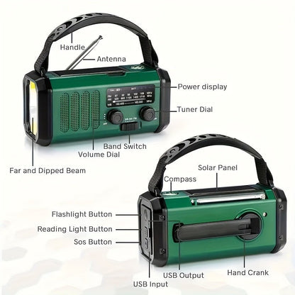 Radio di Emergenza Multifunzione Solare con Torcia e Caricatore USB