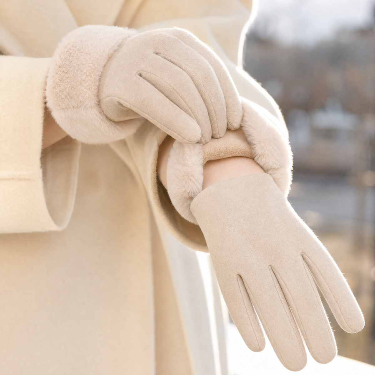 Women's Winter Gloves with Faux Fur Cuff — One Size 3