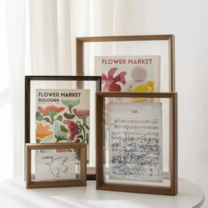 Floating Wood Picture Frame with Clear Acrylic Panels for Art 1