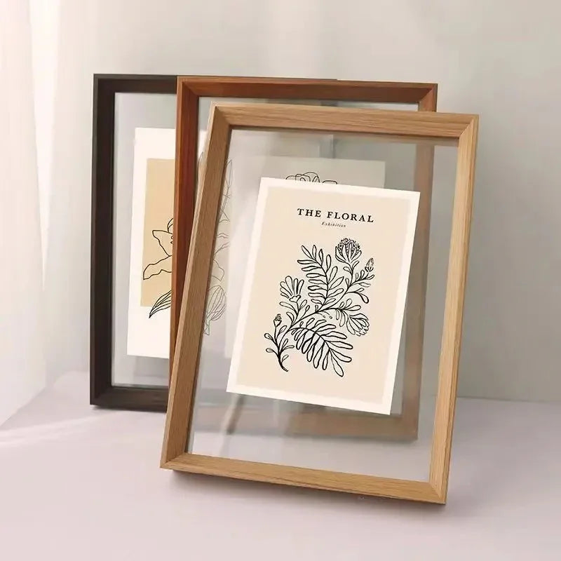 Floating Wood Picture Frame with Clear Acrylic Panels for Art 3