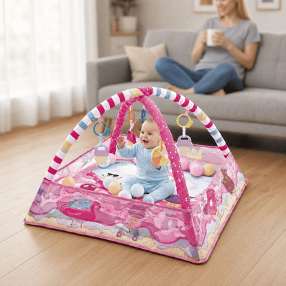 Baby Activity Gym with Ball Pit — 2-in-1 Play Mat & Hanging Toys 4