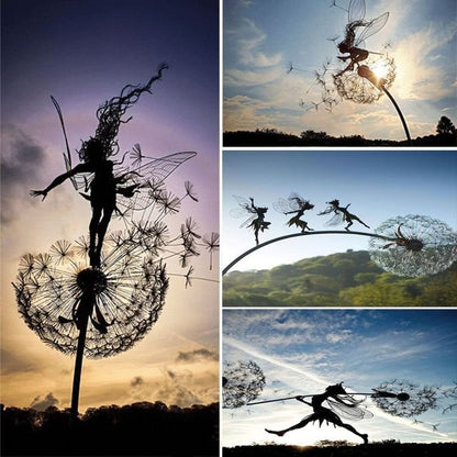 Metal Garden Fairy with Dandelion — Decorative Stake 4 Designs 2