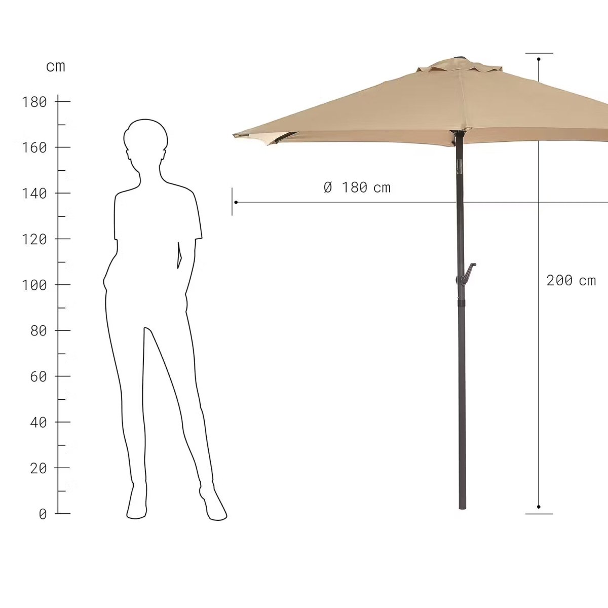 Ombrellone da Giardino Inclinabile 180 cm con Protezione UV