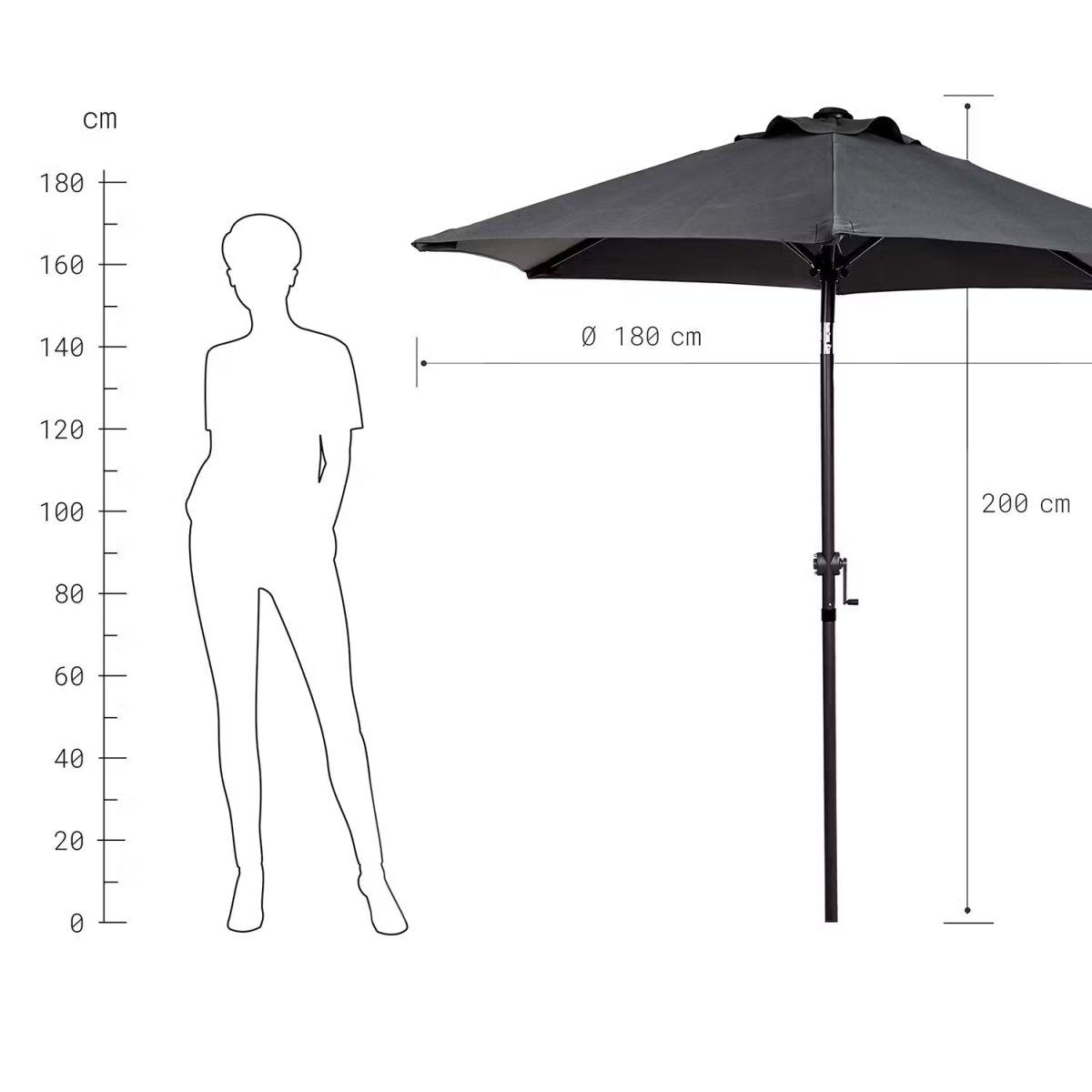 Ombrellone da Giardino Inclinabile 180 cm con Protezione UV
