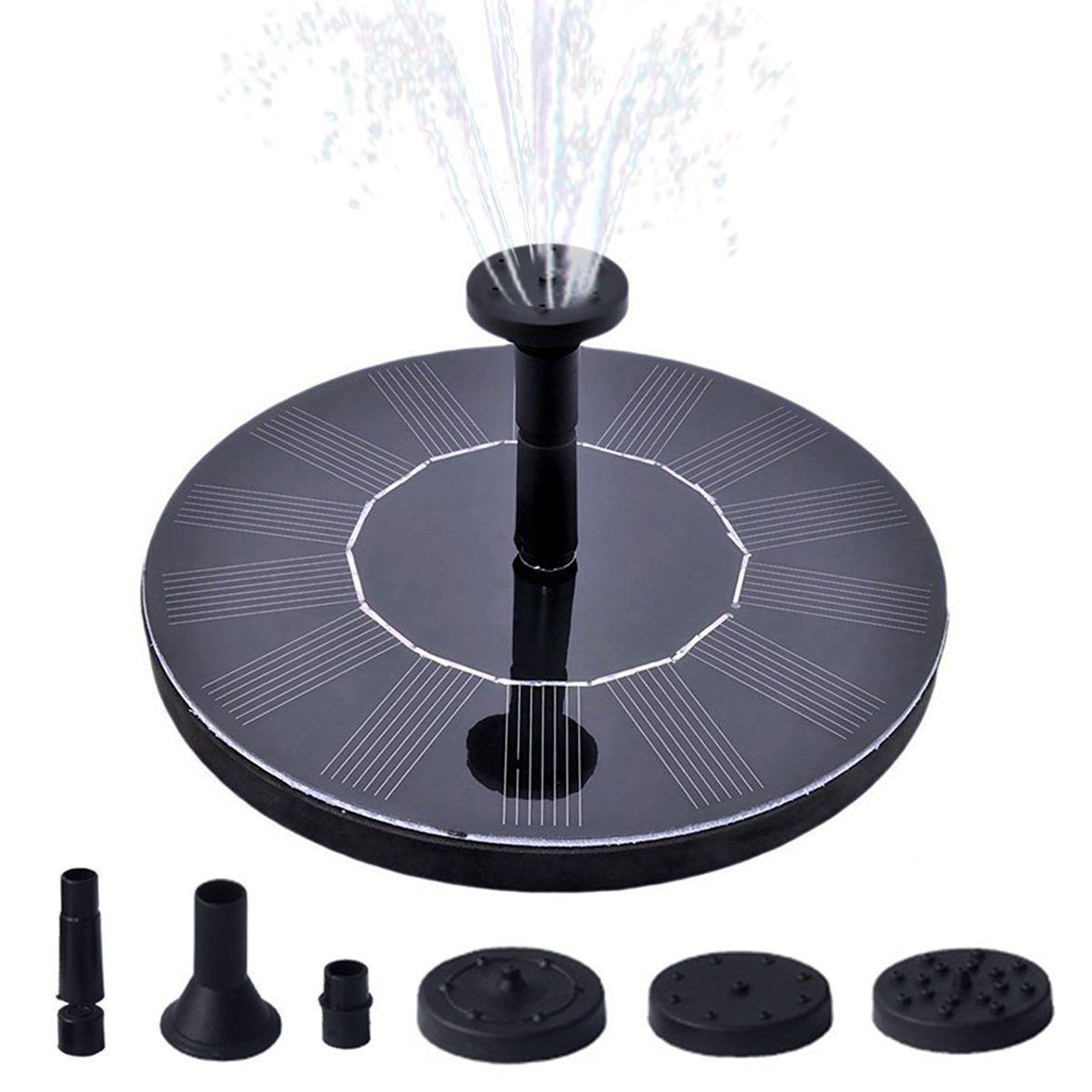 Solar Fountain Pump — 4 Nozzles, Built-in Battery, Garden Pond 11