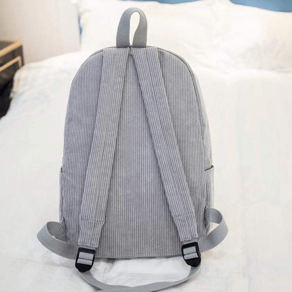 Corduroy Backpack School & Laptop 14" — 6 Colors Vintage Style 10