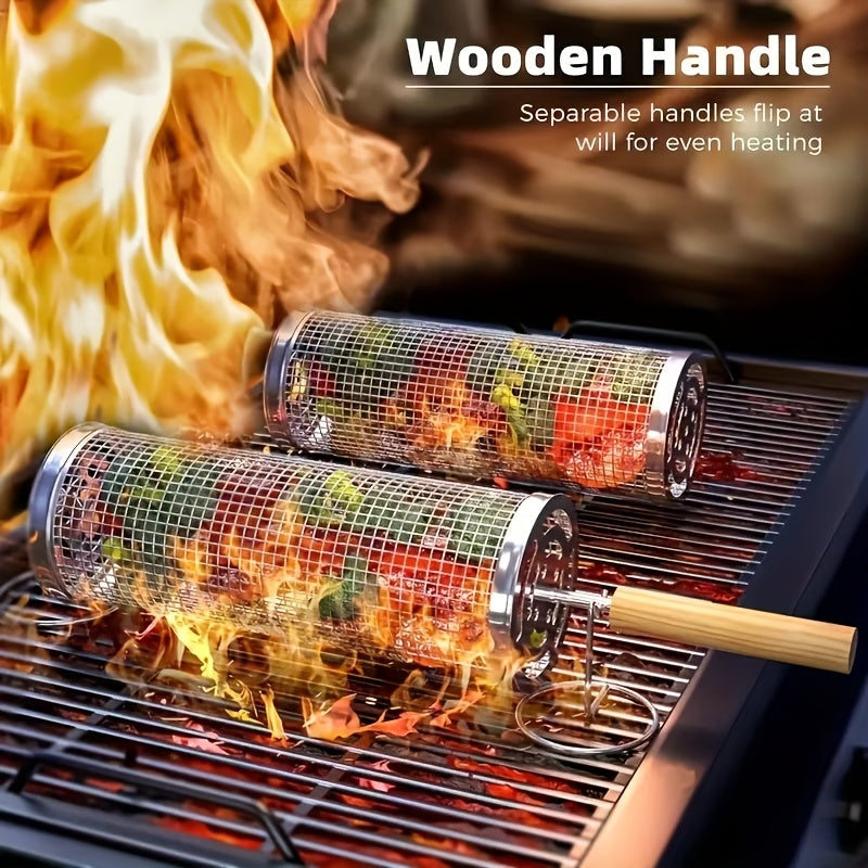 Rollgrill — Stainless Steel Rotating BBQ Grill Basket 6