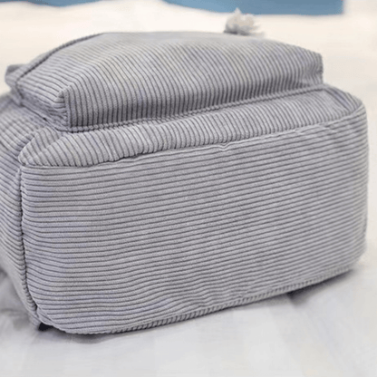 Corduroy Backpack School & Laptop 14" — 6 Colors Vintage Style 12