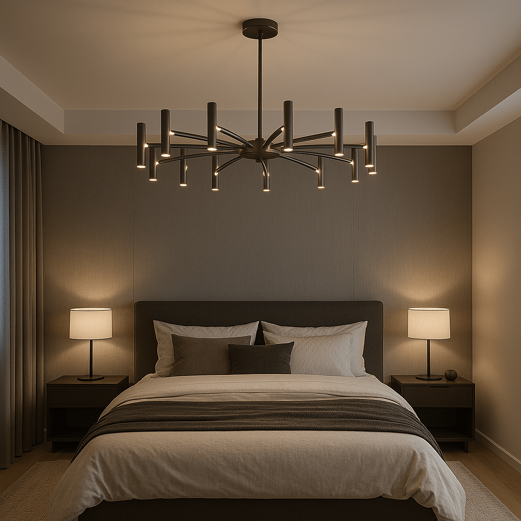 Modern 12-Light Chandelier Ø100cm Black Wrought Iron LED 1