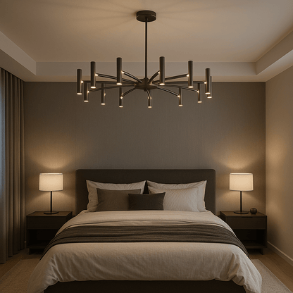 Modern 12-Light Chandelier Ø100cm Black Wrought Iron LED 1