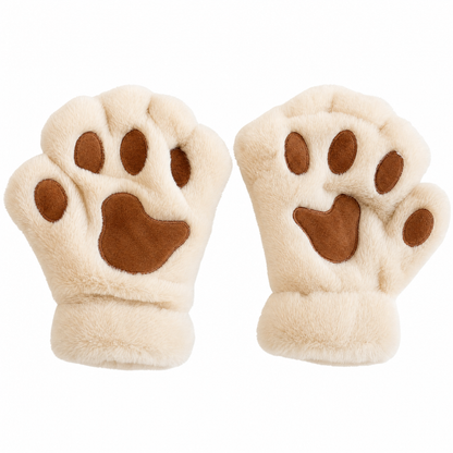 Cat Paw Plush Fingerless Gloves — One Size Fits All 1