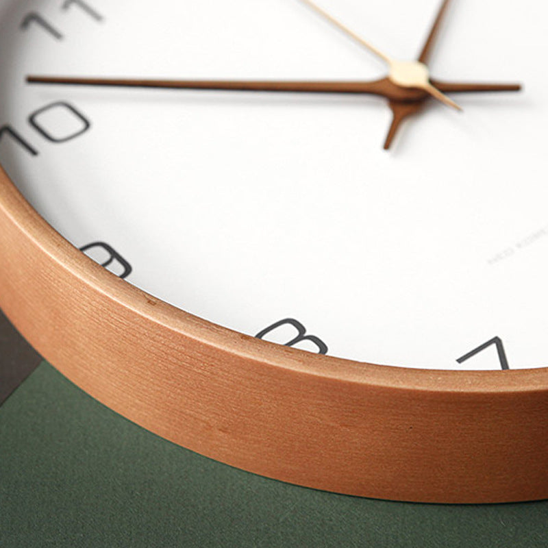 Rustic Wooden Wall Clock — Silent Analog 25cm Natural Wood 4
