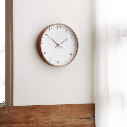 Rustic Wooden Wall Clock — Silent Analog 25cm Natural Wood 5
