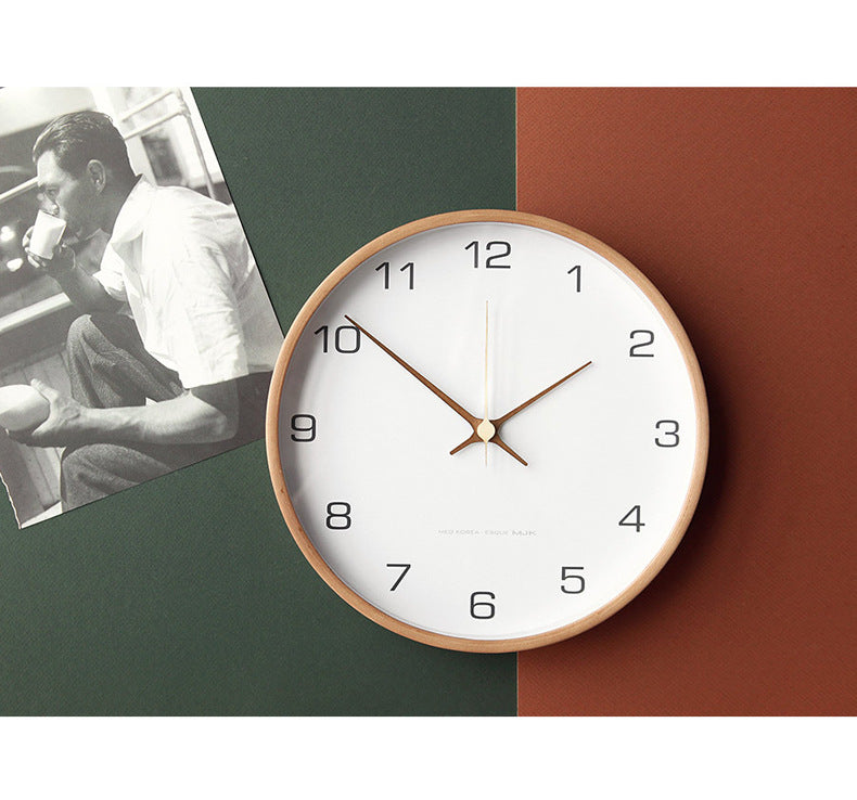 Rustic Wooden Wall Clock — Silent Analog 25cm Natural Wood 9